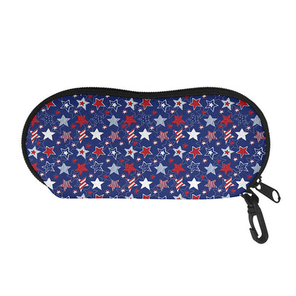 4th of July American Star Pattern Print Glasses Case