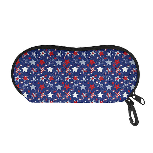 4th of July American Star Pattern Print Glasses Case