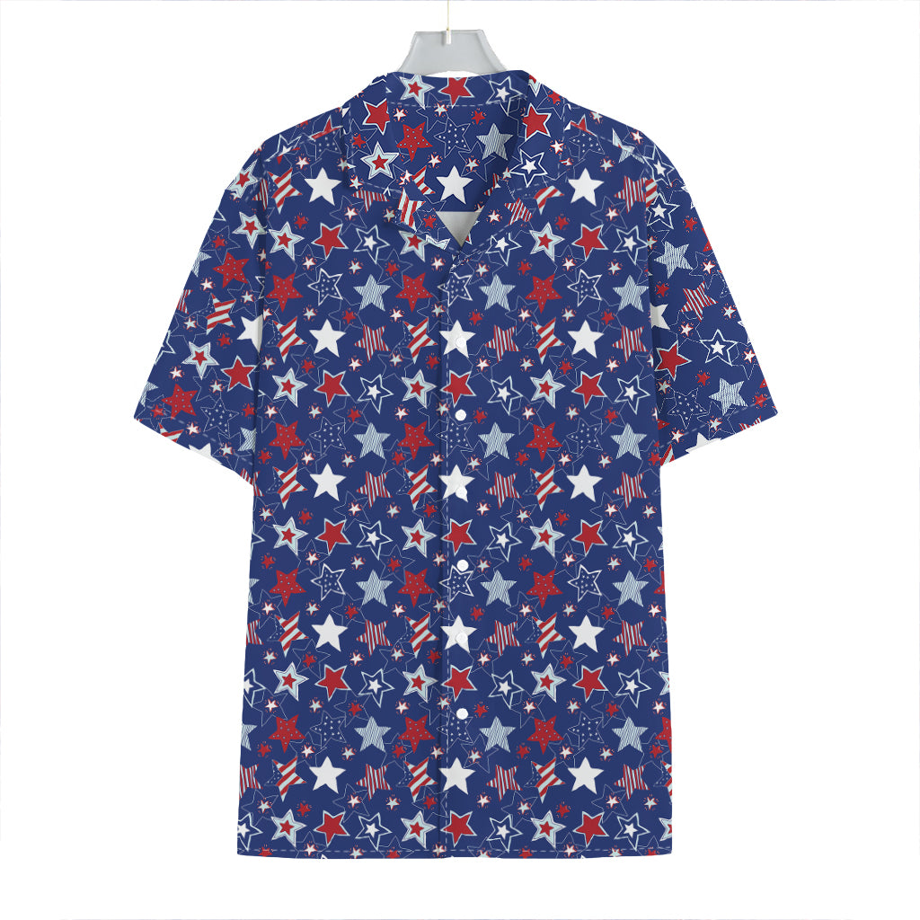 4th of July American Star Pattern Print Hawaiian Shirt