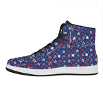 4th of July American Star Pattern Print High Top Leather Sneakers