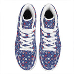 4th of July American Star Pattern Print High Top Leather Sneakers