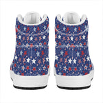 4th of July American Star Pattern Print High Top Leather Sneakers