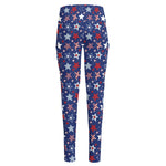 4th of July American Star Pattern Print High-Waisted Pocket Leggings