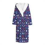 4th of July American Star Pattern Print Hooded Bathrobe