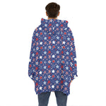 4th of July American Star Pattern Print Hoodie Blanket