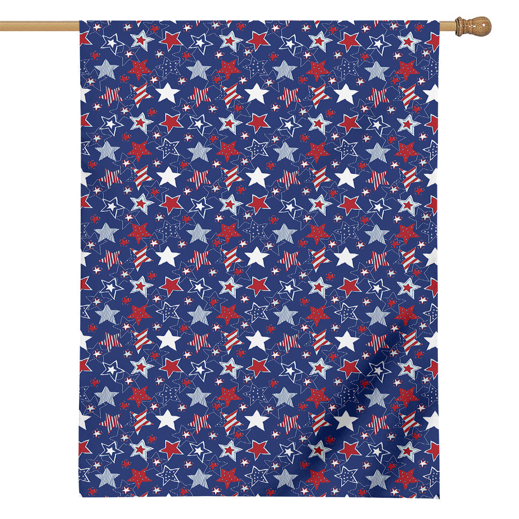 4th of July American Star Pattern Print House Flag