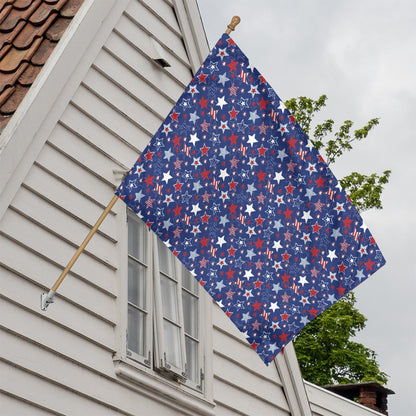 4th of July American Star Pattern Print House Flag