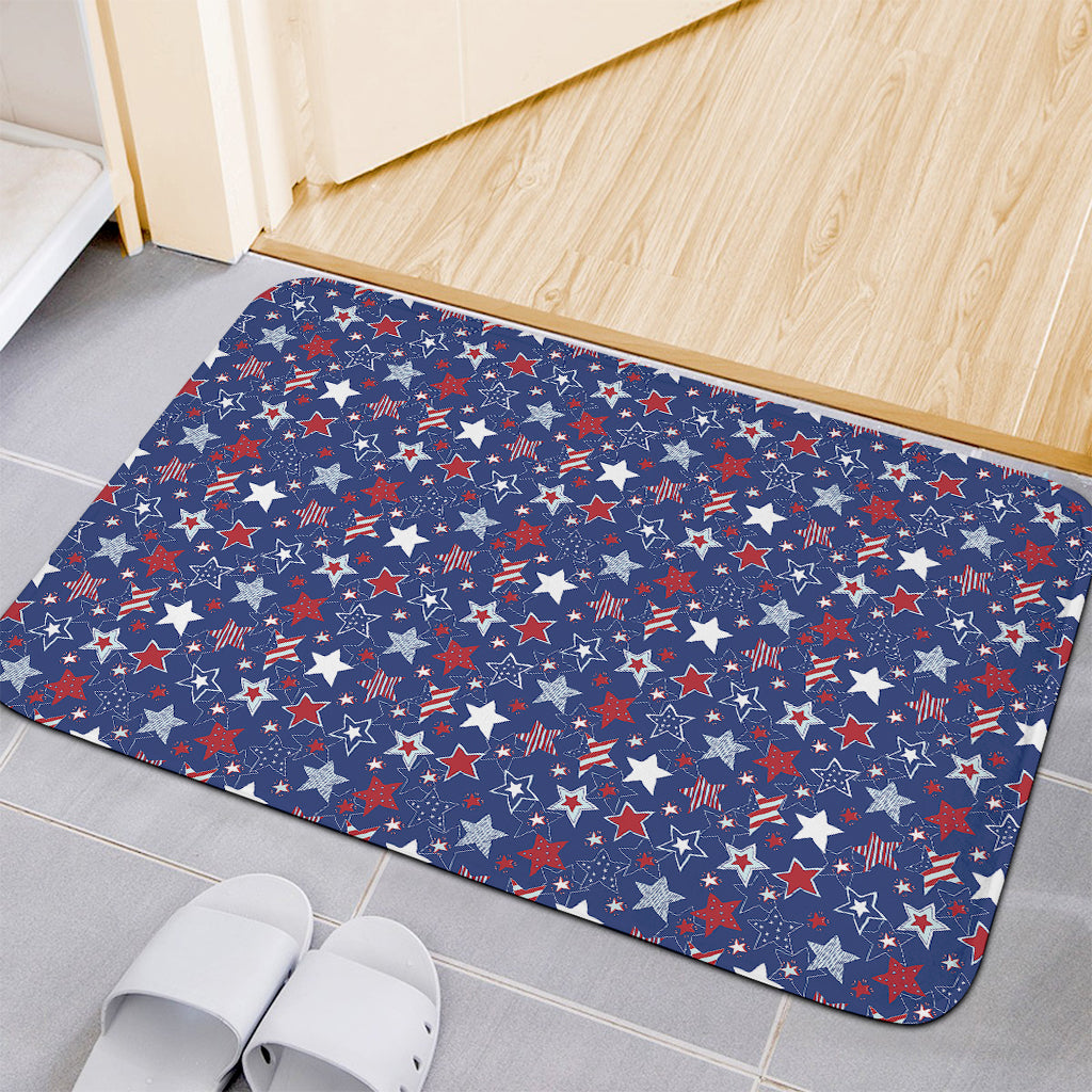 4th of July American Star Pattern Print Indoor Door Mat