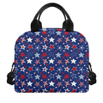 4th of July American Star Pattern Print Insulated Lunch Bag
