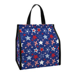 4th of July American Star Pattern Print Insulated Lunch Tote