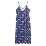 4th of July American Star Pattern Print Jersey Midi Cami Dress