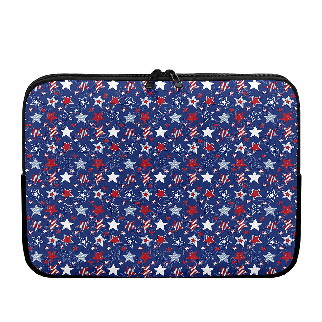 4th of July American Star Pattern Print Laptop Sleeve