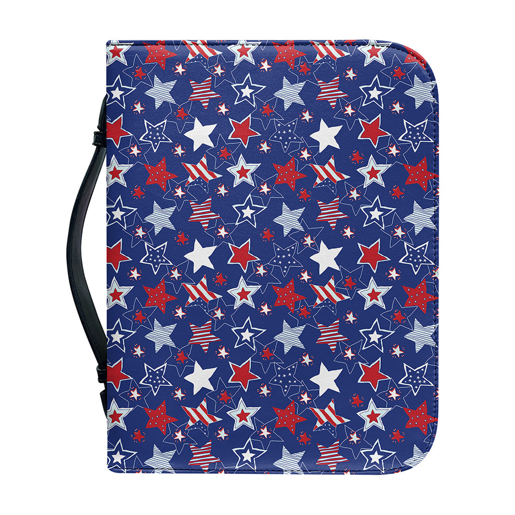 4th of July American Star Pattern Print Leather Bible Cover