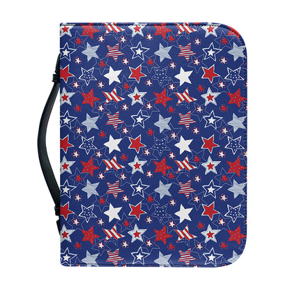4th of July American Star Pattern Print Leather Bible Cover