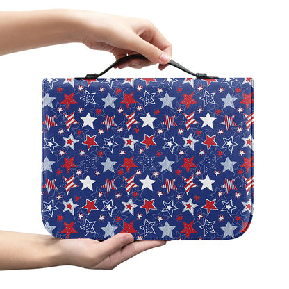 4th of July American Star Pattern Print Leather Bible Cover
