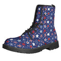 4th of July American Star Pattern Print Lace-Up Boots
