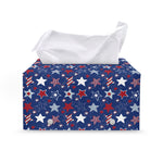 4th of July American Star Pattern Print Leather Tissue Box Cover