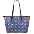 4th of July American Star Pattern Print Leather Tote Bag With Zipper