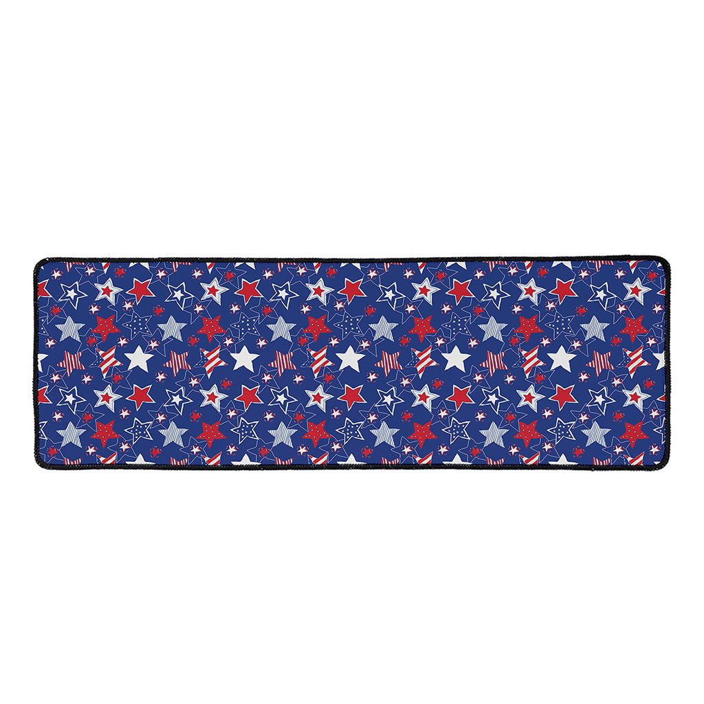 4th of July American Star Pattern Print Long Kitchen Mat