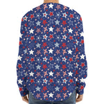 4th of July American Star Pattern Print Long Sleeve Baseball Jersey