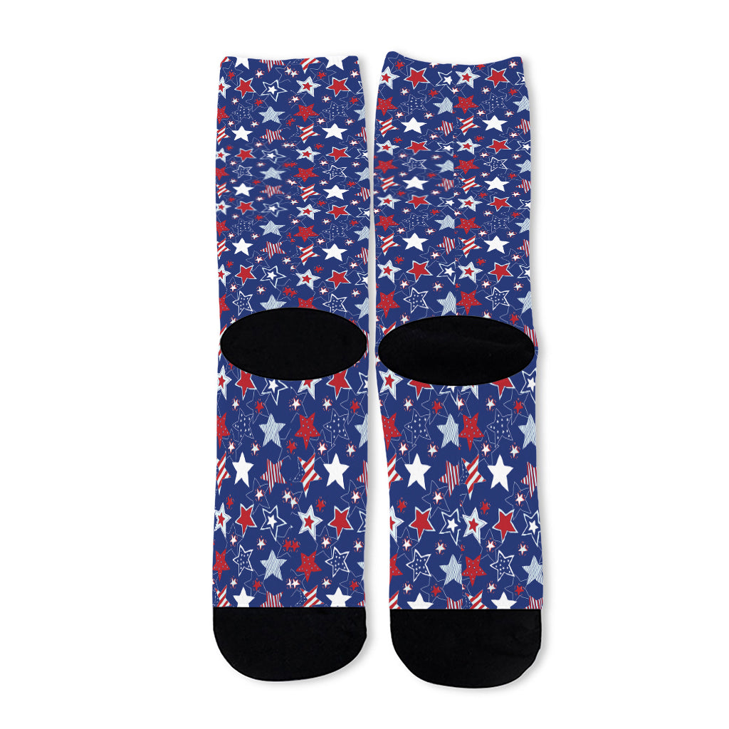 4th of July American Star Pattern Print Long Socks
