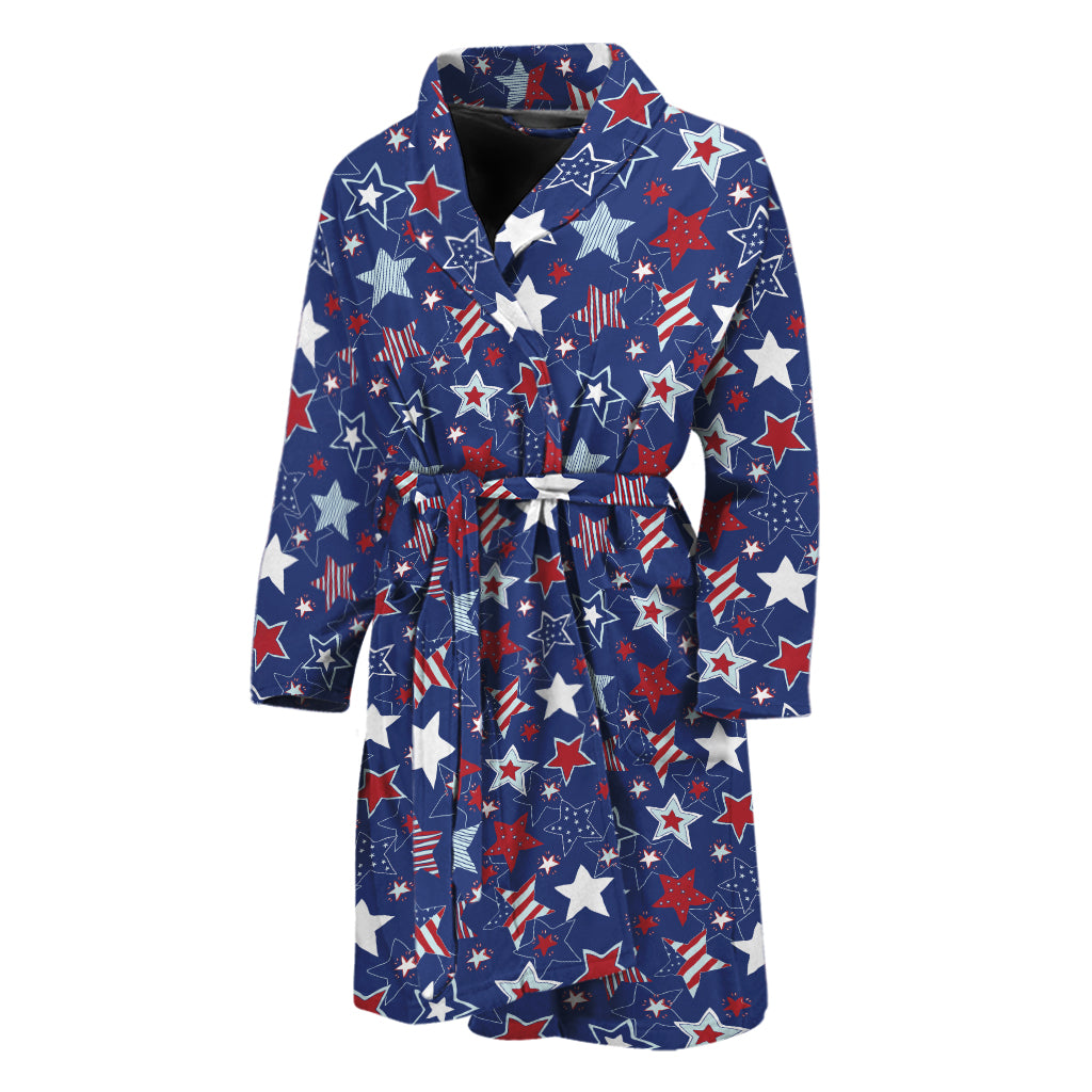 4th of July American Star Pattern Print Men's Bathrobe