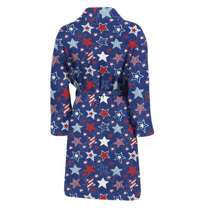 4th of July American Star Pattern Print Men's Bathrobe