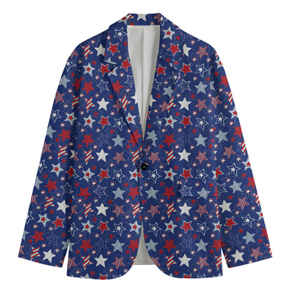 4th of July American Star Pattern Print Men's Blazer