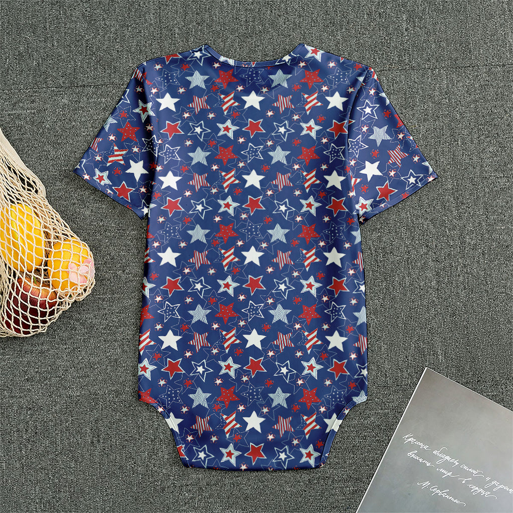 4th of July American Star Pattern Print Men's Bodysuit