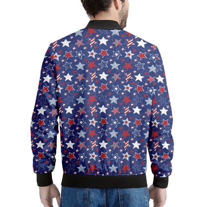 4th of July American Star Pattern Print Men's Bomber Jacket