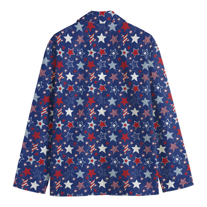 4th of July American Star Pattern Print Men's Cotton Blazer
