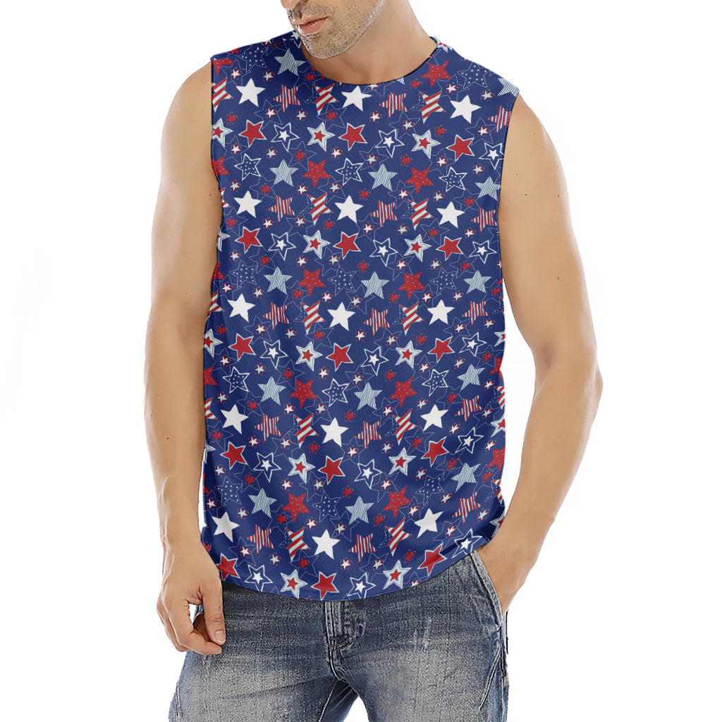 4th of July American Star Pattern Print Men's Fitness Tank Top