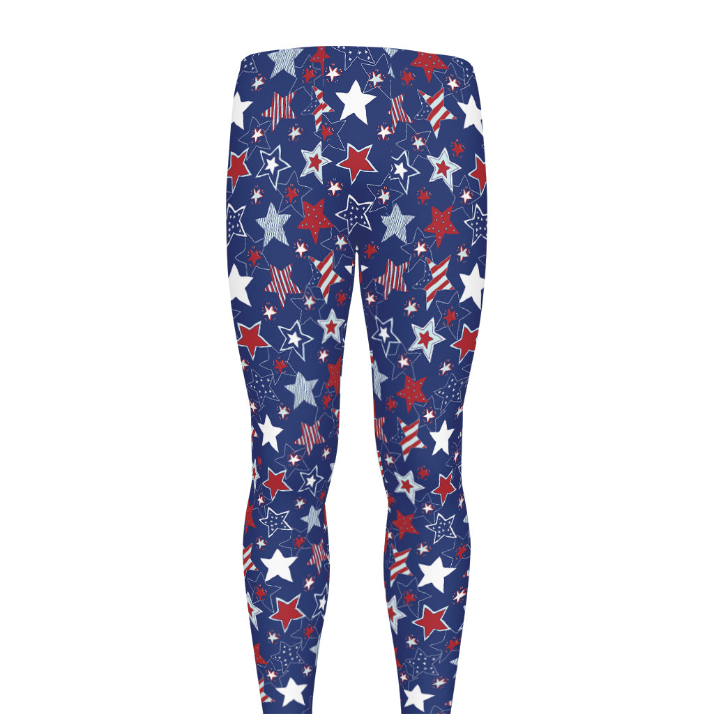 4th of July American Star Pattern Print Men's leggings