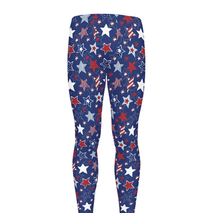 4th of July American Star Pattern Print Men's leggings