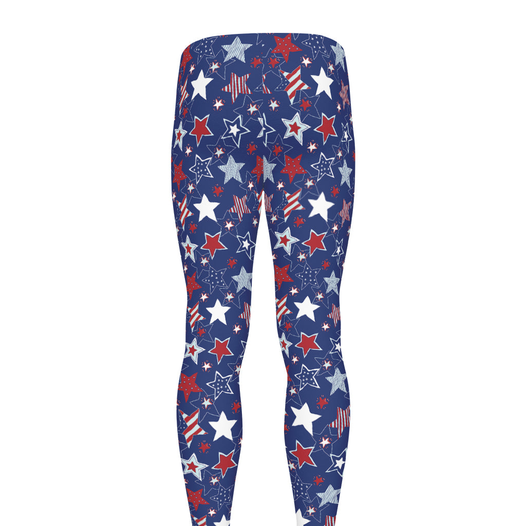 4th of July American Star Pattern Print Men's leggings