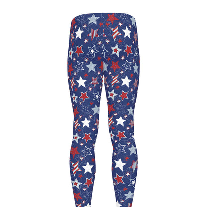 4th of July American Star Pattern Print Men's leggings