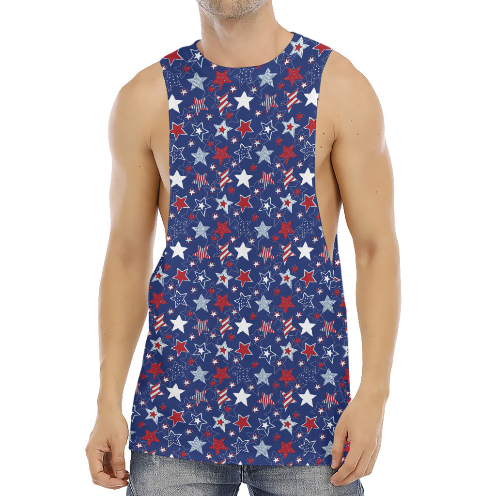 4th of July American Star Pattern Print Men's Muscle Tank Top