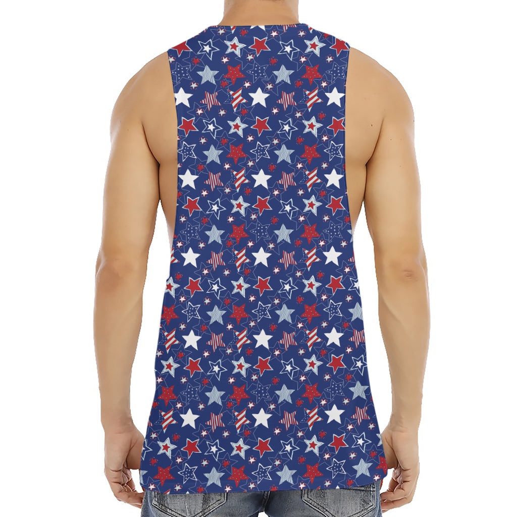 4th of July American Star Pattern Print Men's Muscle Tank Top