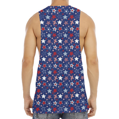 4th of July American Star Pattern Print Men's Muscle Tank Top
