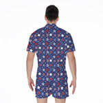 4th of July American Star Pattern Print Men's Rompers