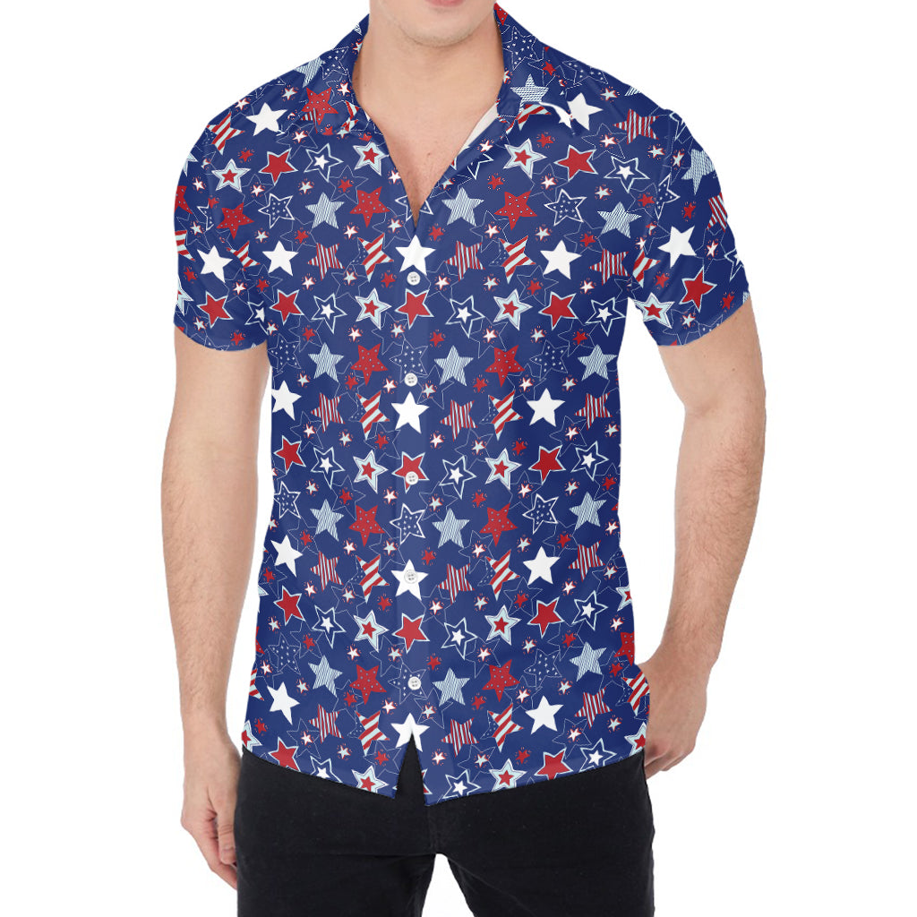 4th of July American Star Pattern Print Men's Shirt