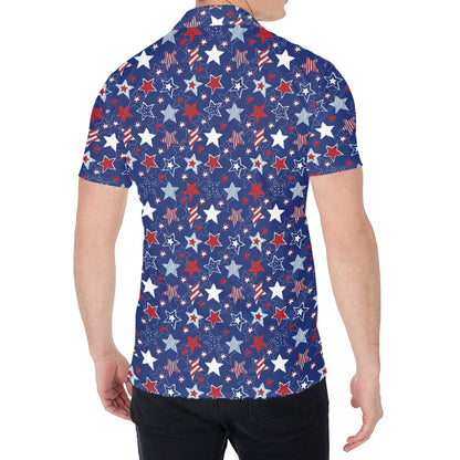4th of July American Star Pattern Print Men's Shirt