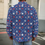 4th of July American Star Pattern Print Men's Shirt Jacket
