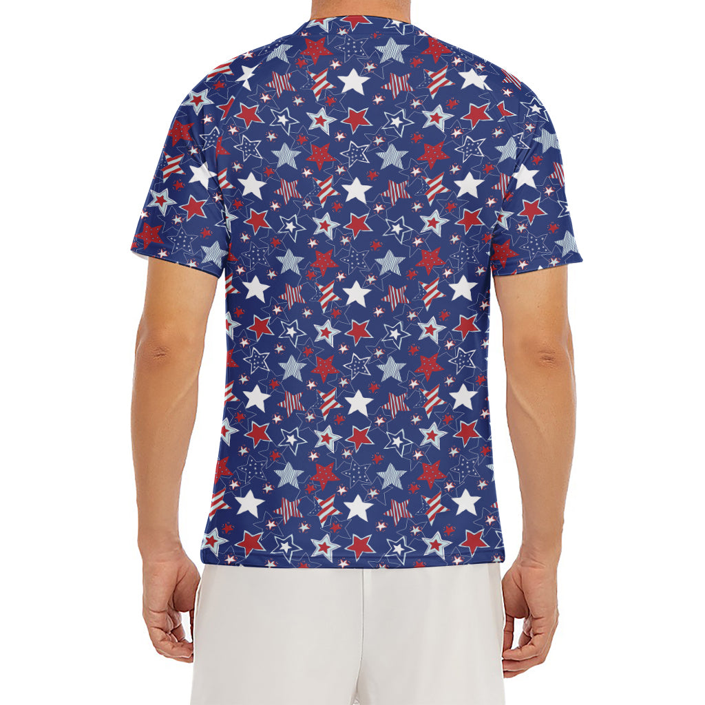4th of July American Star Pattern Print Men's Short Sleeve Rash Guard