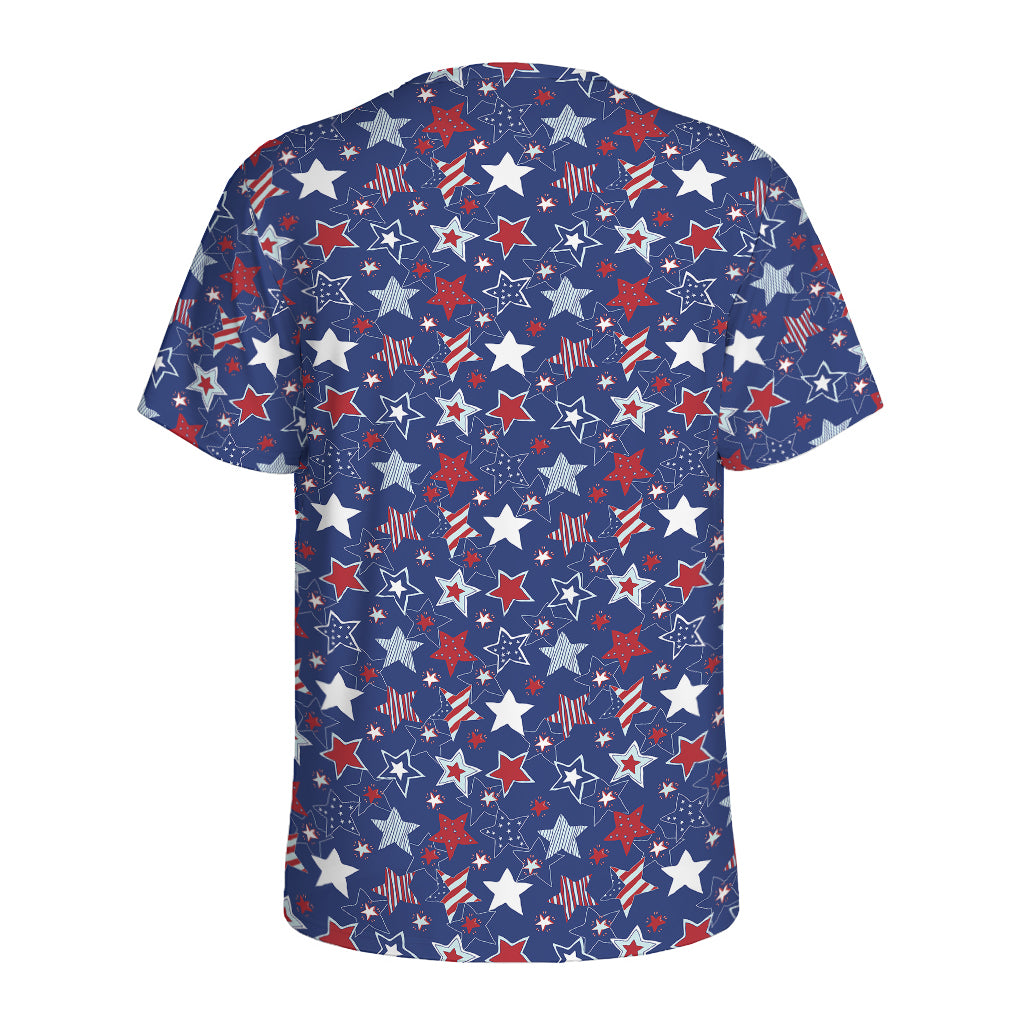 4th of July American Star Pattern Print Men's Sports T-Shirt
