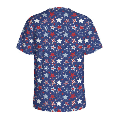 4th of July American Star Pattern Print Men's Sports T-Shirt