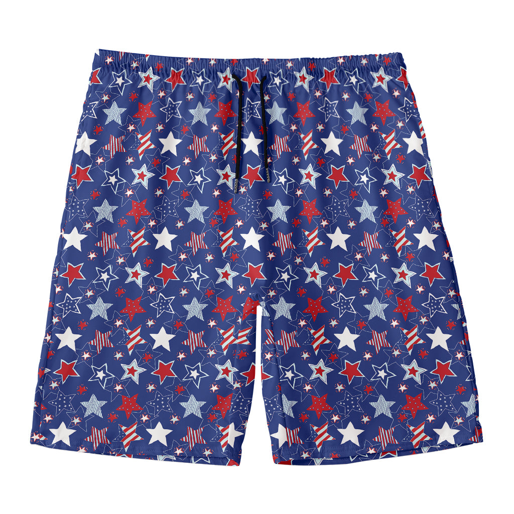 4th of July American Star Pattern Print Men's Swim Trunks