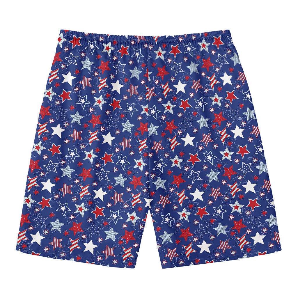4th of July American Star Pattern Print Men's Swim Trunks
