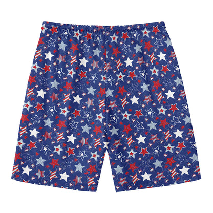 4th of July American Star Pattern Print Men's Swim Trunks