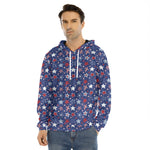 4th of July American Star Pattern Print Men's Velvet Pullover Hoodie